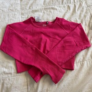 AYBL Bright Pink Seamless Cropped Long Sleeve Top